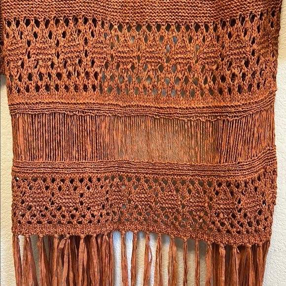 Reba Terracotta Open-Front Cardigan with Fringe - Picture 5 of 5